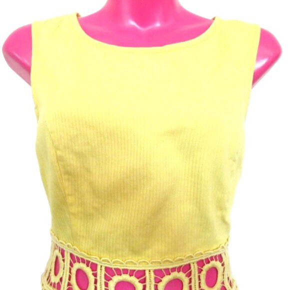 benetton 1990s vintage mod yellow crochet dress size small xs - Picture 3 of 5
